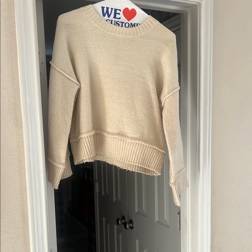 Entro Cream Crew Neck Sweater with Patriotic Graphic